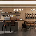 Café Interior Design with Wooden Walls Coffee Machine and Bean Displays Seating Area