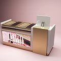 Modern Gold And White Reception Desk With Cosmetics Display Area And Counter 3d model
