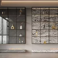 Elegant Modern Wine Cabinet With Glass Doors And Marble Display Shelves