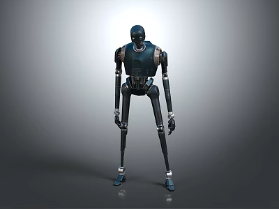 Futuristic Robot Game Movie Character With Metallic Body And Tall Stature 3d model