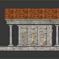 Classical European Architecture Featuring Red Tiled Roof White Columns And Stone Walls Entrance