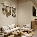 Modern Clothing Store Interior With Stone Desk Grid Wall And Wooden Rack