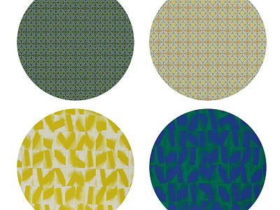 Round Rugs With Four Different Colorful Patterns And Designs For Interior 3d model
