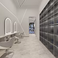 Modern Hair Salon Interior With Mirrors Salon Chairs And Marble Countertops