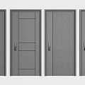 Modern Grey Security Doors With Various Panel Designs And Handle Details 3d model