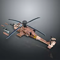 Camouflage Military Helicopter Model with Detachable Weapons and Detailed Parts