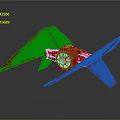 Red Cosmic Spaceship Model With Futuristic Black Wings And Engine Design
