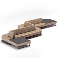 Sectional Multi Person Sofa With Light Brown Upholstery L Shaped Design And Metal Legs