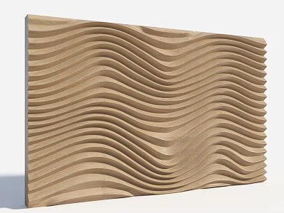 Natural Wooden Background Wall With Wavy Texture For Modern Interior Design 3d model
