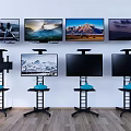 Multiple Televisions Displaying Scenic Landscapes In Indoor Setting With Wall And Stand Mounts
