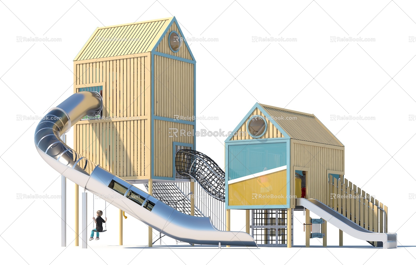 Observation Deck Sightseeing Tower Wooden House Customized Paradise Development Paradise Amusement Park Children's Amusement Park Playground Combination Function Slide Amusement Scoot 3d model