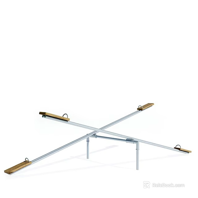 Outdoor Playground Equipment With Cross Metal Frame And Wooden Steps For Kids Balance Training 3d model 