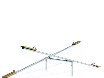 Outdoor Playground Equipment With Cross Metal Frame And Wooden Steps For Kids Balance Training 3d model