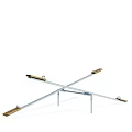 Outdoor Playground Equipment With Cross Metal Frame And Wooden Steps For Kids Balance Training