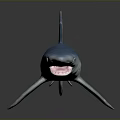 Blue Shark With Shiny Body Swimming In Dark Background With Reflection