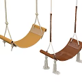 Stylish Yellow and Brown Hanging Chairs with Ropes and Decorative Tassels