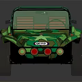 Green Camouflage Open Top Off Road Toy Car With Red Seats And Large Tires