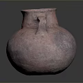 Handcrafted Reddish Brown Clay Sculpture Pot with Handle on Gray Background