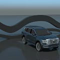 Sleek Modern Dark Blue SUV Featuring Wavy Black Decor On Smooth Surface 3d model