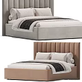 Modern Bed Designs With Gray And Brown Headboards White Bedding Black Striped Throws 3d model