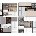 Elegant Modern Wine Cabinet With Glass Doors Wooden Shelves LED Lighting And Storage Compartments