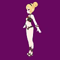 A Woman With Blonde Pigtails Golden Eyes Wearing Bikini And High Heels Against Purple Background 3d model