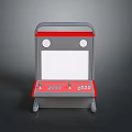 Red and Gray Portable Computer Device With Screen Buttons Knobs Handle and Stand 3d model