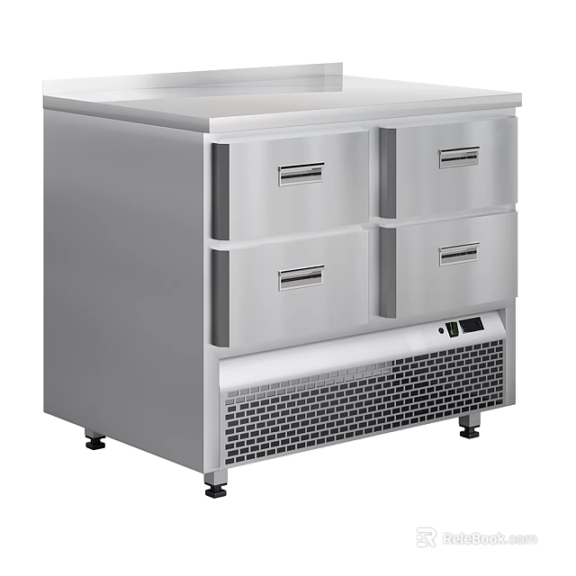 Stainless Steel Four Drawer Style Modern Kitchen Refrigeration Appliance With Storage 3d model 