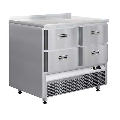 Stainless Steel Four Drawer Style Modern Kitchen Refrigeration Appliance With Storage 3d model