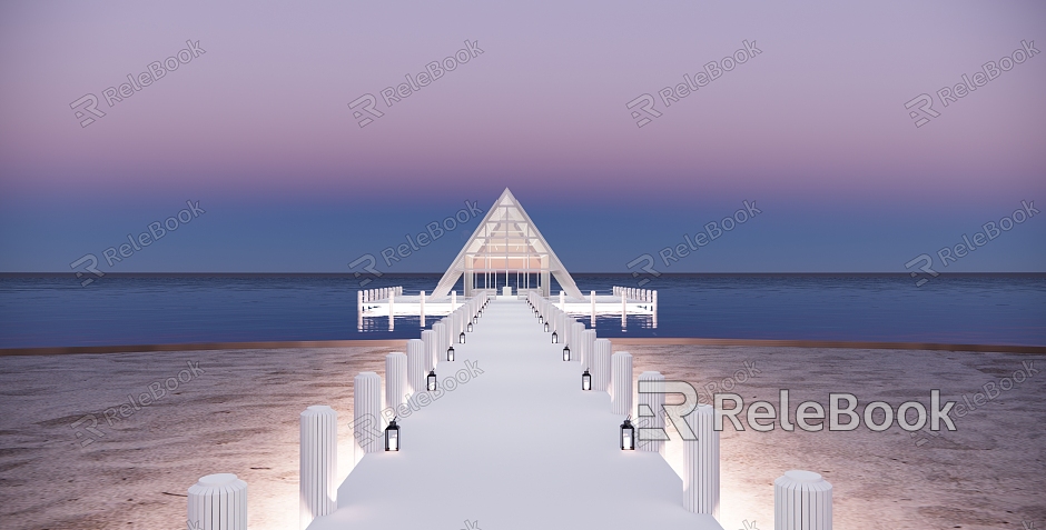 Modern Church Church Building Internet Celebrity Photography Pin Seaside Light and Shadow Church Beach Wedding Dress Wedding Building Horse Lantern Water Platform model