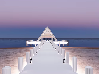 Modern Church Building Internet Celebrity Photography Pin Seaside Light and Shadow Church Beach Wedding Dress Wedding Building Horse Lantern Water Platform 3d model