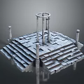 Ancient Stone Platform Landscape Featuring Steps Columns And Circular Top Structure 3d model