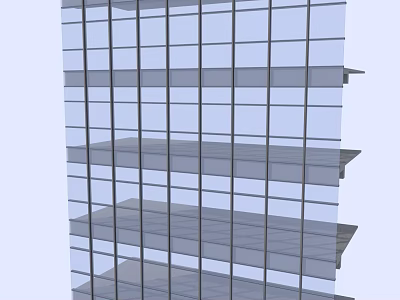 Modern Architectural Building Facade Featuring Glass Grid Design And Horizontal Elements 3d model