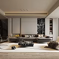 Modern Living Room Interior Design With Sofa Coffee Table Fireplace And Large Windows
