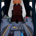 Cockpit Interior With Red Seat Control Panel Dashboard Buttons And Levers 3d model