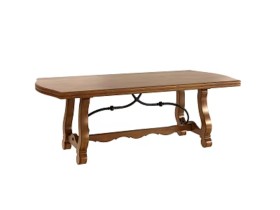 Modern Wooden Dining Table With Sturdy Metal Base And Elegant Design Structure 3d model