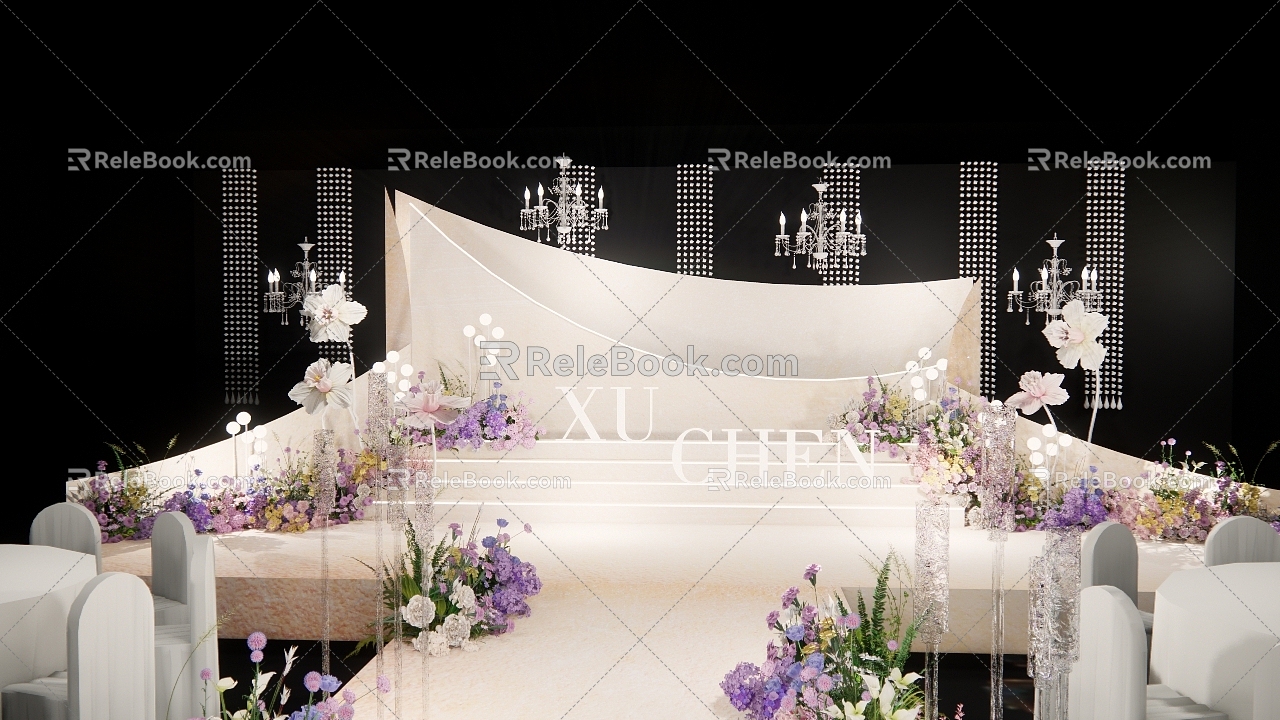 Champagne Crystal Wedding Modern Wedding Scene model