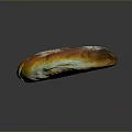 Freshly Baked C Shaped Sweet Bread With Golden Brown Crust And Powdered Sugar