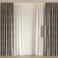 Elegant Gray And White Curtain Interior Design With Double Layer And Neutral Tones 3d model