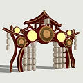 New Chinese style ancient building archway Guochao Guofeng block night market entrance and exit Meichen archway scenic spot gate tower scenic spot gate Guofeng entrance and exit market night city entrance and exit 3d model