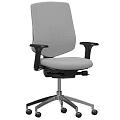 Ergonomic Black Office Chair With Gray Cushion And Metal Base Armrests