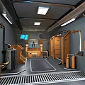 Cartoon Scene Of Industrial Style Room With Metal Pipes Equipment And Broken Floor Chair