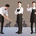 Three Men In White Shirts And Black Aprons Showing Different Service Poses