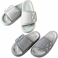 Gray and White Slippers with Crisscross Straps and Minimalist Modern Comfortable Design