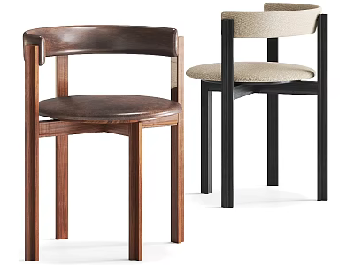 Modern Accent Chairs With Wooden Frame Leather And Fabric Seats In Brown Black Beige 3d model
