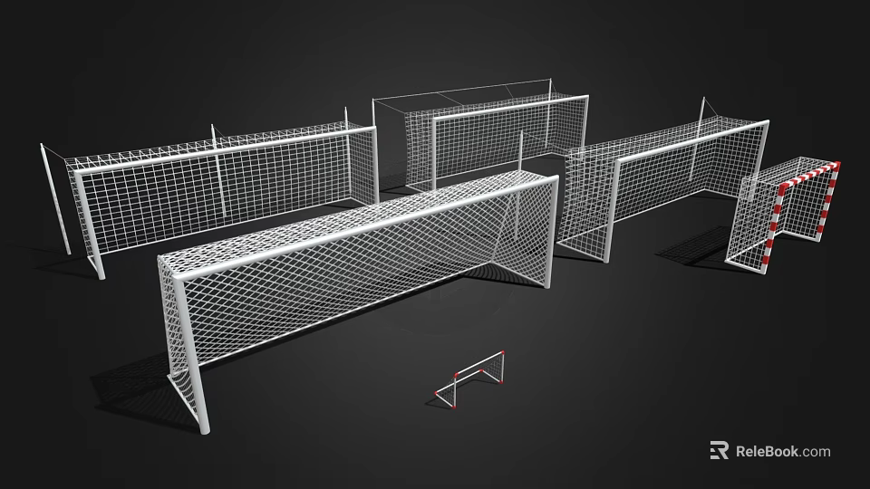 Sports Training Equipment Including Soccer Goals And Marker Cones With Nets For Practice 3d model 