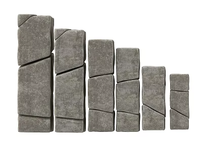 Gray Stone And Wood Stacked Structure With Natural Texture And Surface Cracks 3d model