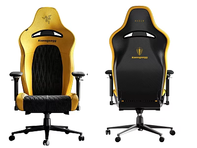 Modern Yellow And Black ThunderX3 Office Chair With Ergonomic Design And Adjustable Features 3d model