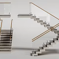 Sleek Modern Staircase with Glass Railing Metal Handrail and Concrete Steps