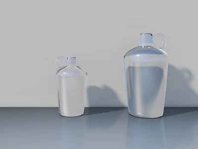 Two Ceramic Vessels With Handles On Gray Table Against Light Background 3d model